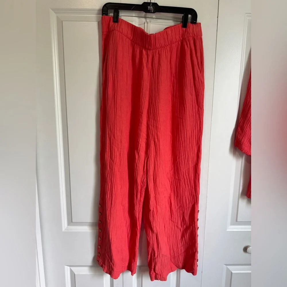 Soft Surroundings Oceo 2 Piece Matching Set Tunic Pants Size L Deep Sea Coral - Picture 5 of 10